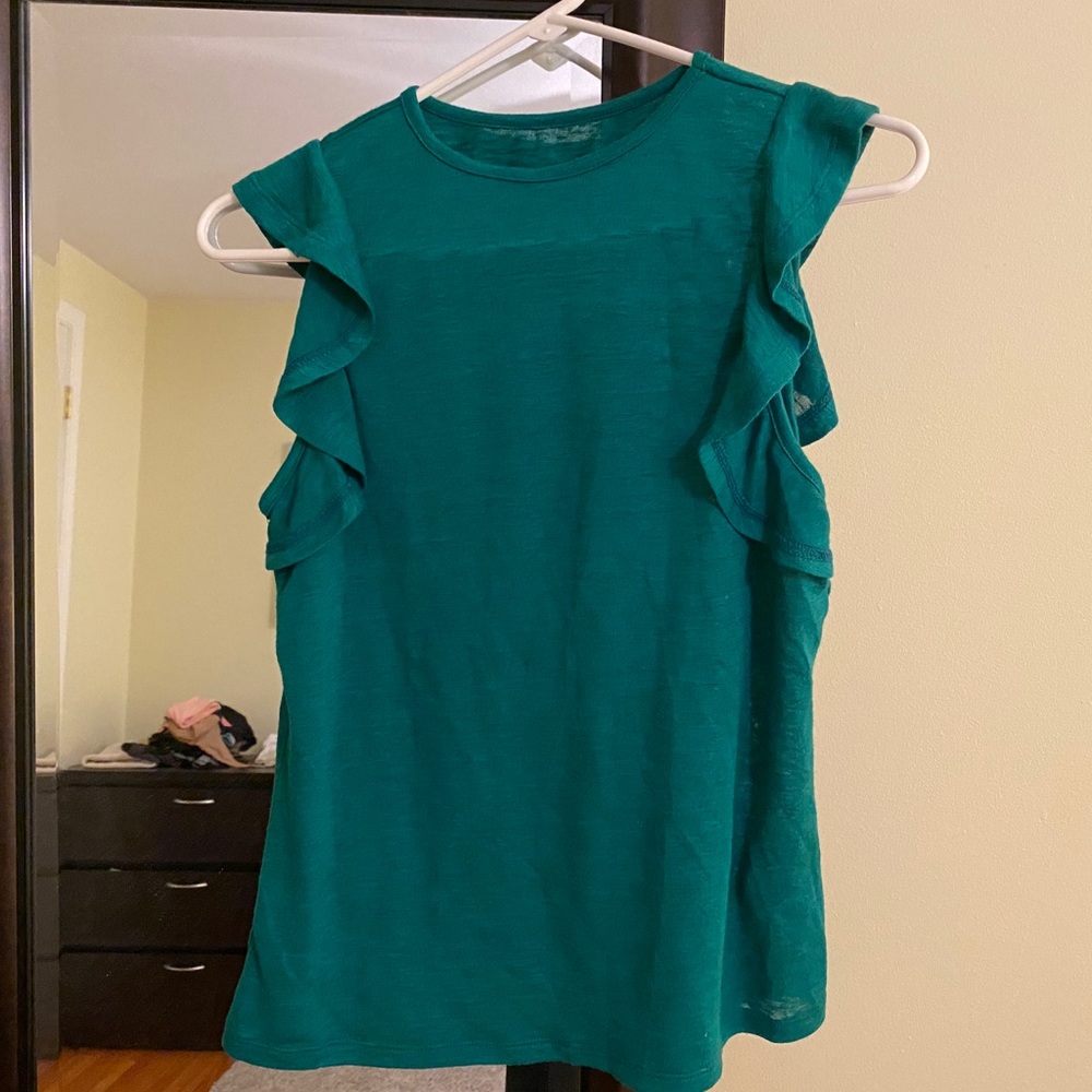 Green flutter sleeve top